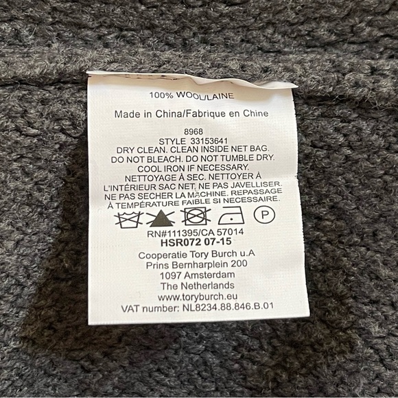 Tory Burch Sweater Henley Melange Wool Honeycomb Classic Minimalist Academia M - Picture 7 of 8